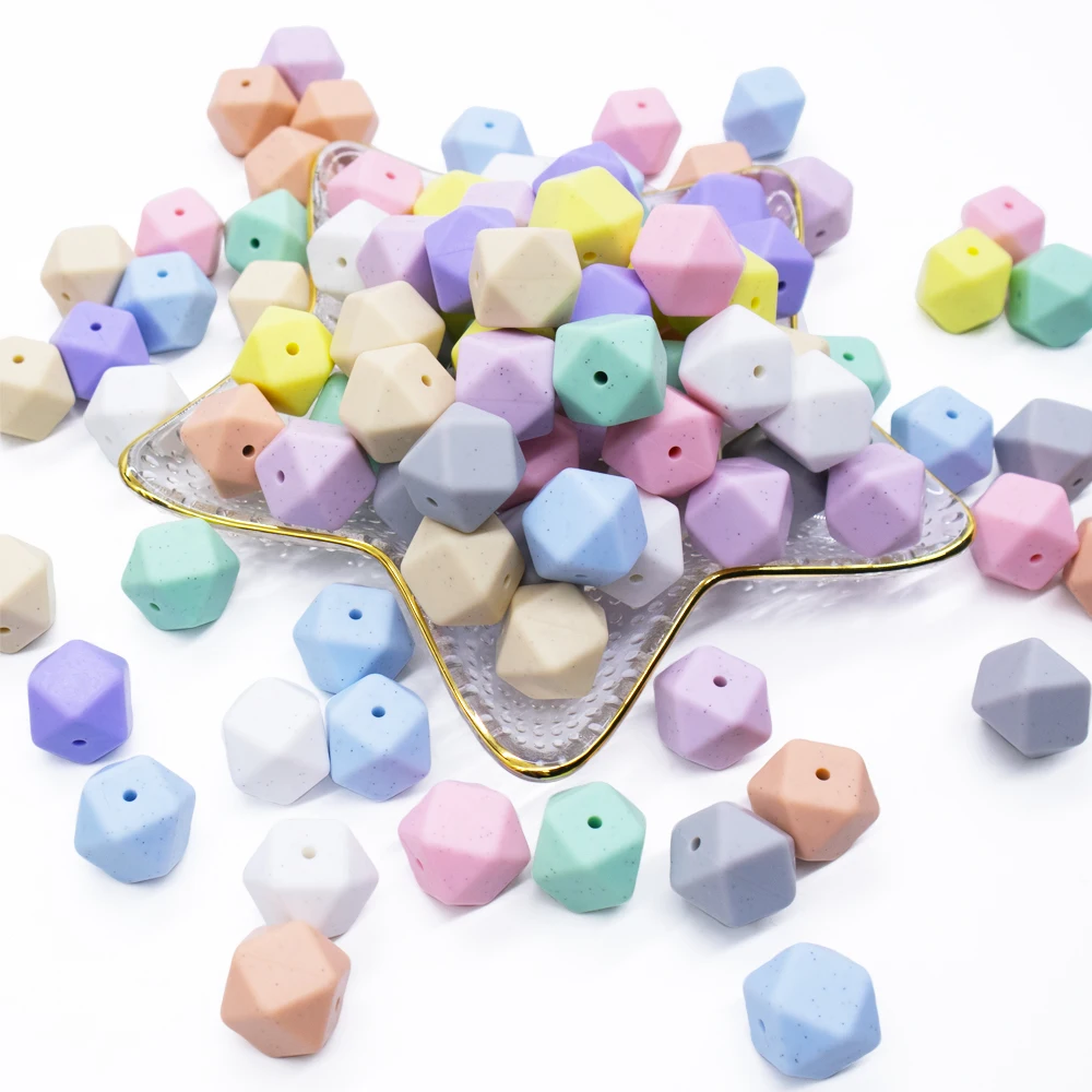 

DIY Silicone Hexagon Beads 10pcs 17mm Food Grade Soft Chew Teething Necklace Beads For Baby DIY Jewelry Pacifiers Clip Teether