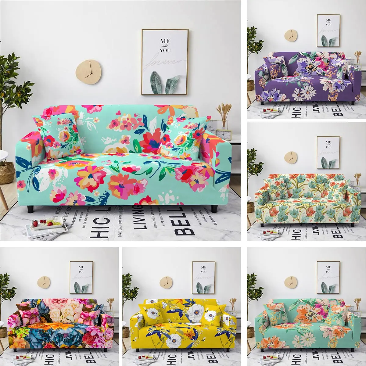 Flowers Sofa Cover Elastic Beautiful Floral Decorative For Living Room Bedroom Universal Protective | Дом и сад
