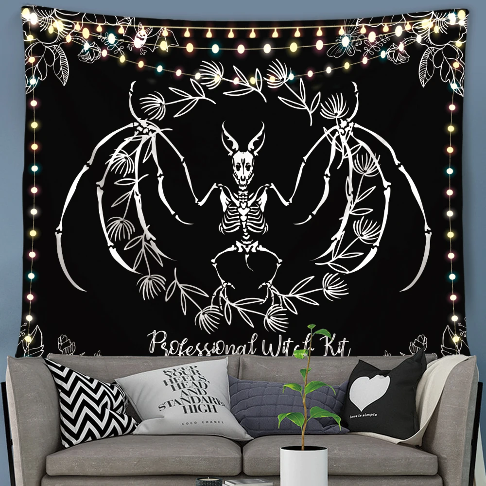 Silstar Tex Black Tapestry Gobelin Meditation Printed Aesthetic Large Mountains Devil Goat Pattern | Дом и сад