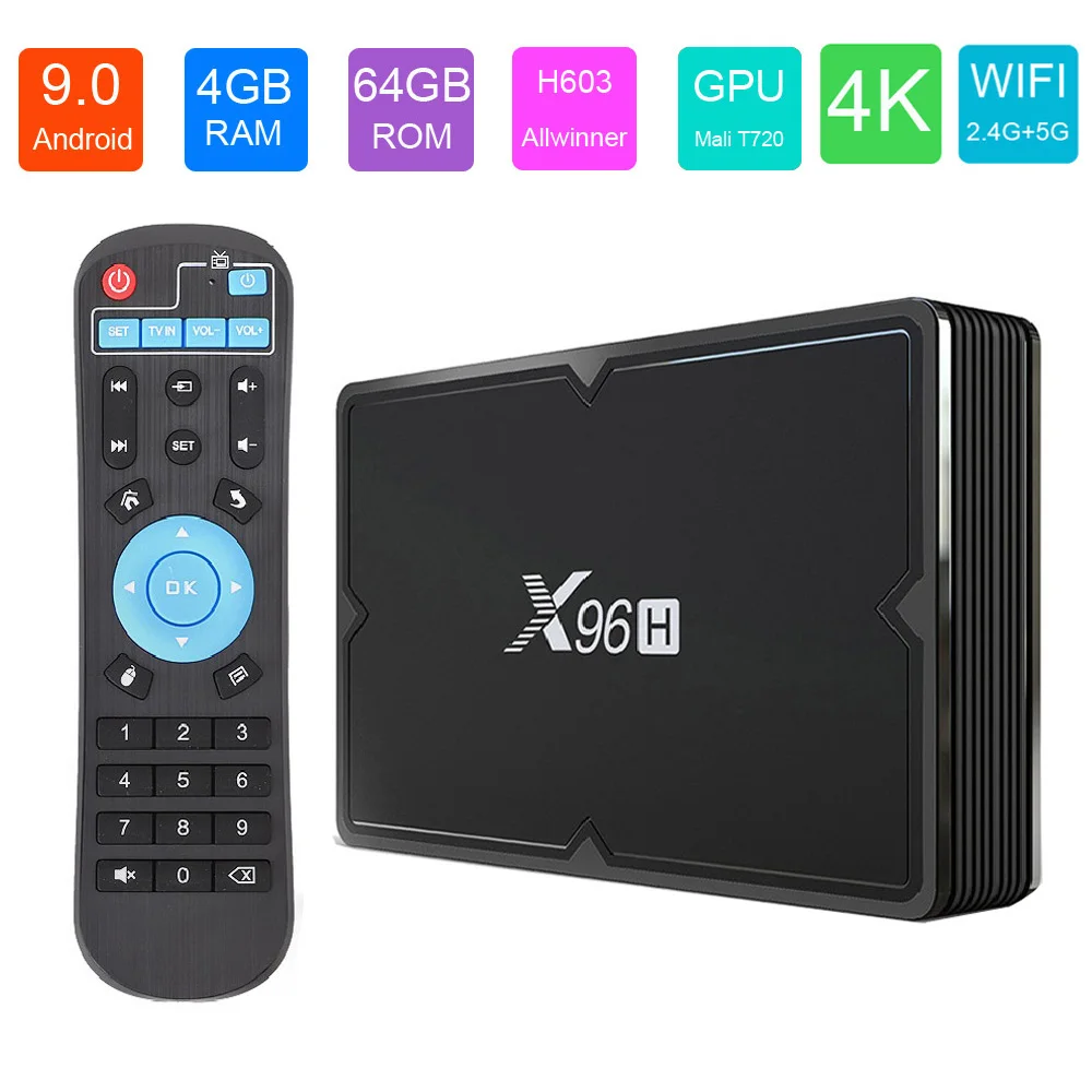 Android 9,0 Smart tv BOX X96H 4 Гб 64 Гб 32 Гб Allwinner H603 2,4G& 5G Wifi Bluetooth 1080P 4K 2 Гб 16 Гб телеприставка Netflix Youtube