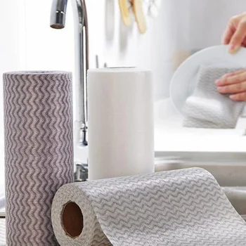 

50pcs Disposable Rag Dish Towel Non-stick Oil Water Uptake Scouring Pad Kitchen Cleaning Cloth Household Cleaning Appliances