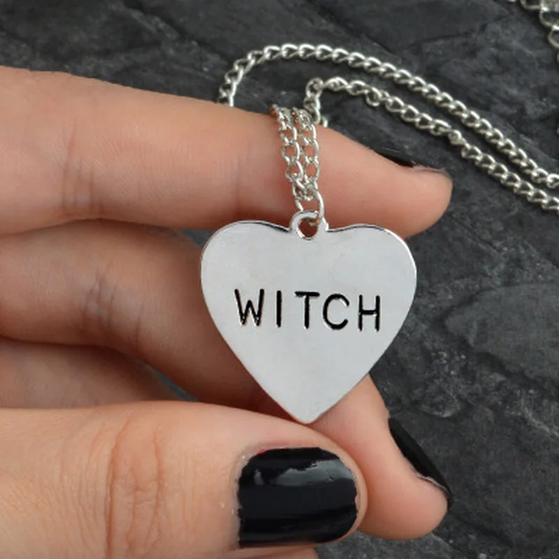 Ожерелье с гравировкой в виде сердца ведьмы готическое колдовство Wiccan ювелирное