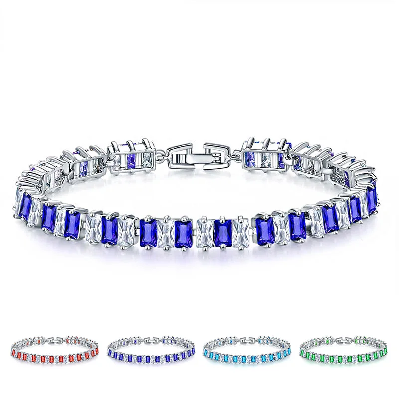 Браслет со льдом и кристаллом циркония белого и синего цвета, женский браслет с подвеской, ювелирные изделия из меди, роскошный элегантный женский подарок