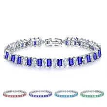 Браслет со льдом и кристаллом циркония белого и синего цвета, женский браслет с подвеской, ювелирные изделия из меди, роскошный элегантный женский подарок