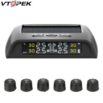 

Vtopek Truck Wireless Solar Power Universal Alarm Tpms Systems Tire Pressure Monitoring System 6 Sensors for Pickup Minivan RV