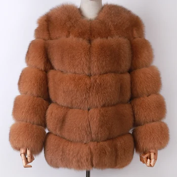 Kaufen Damen Fuchs Mantel Natürliche Lange Hülse Frauen Echt Pelz Outwear