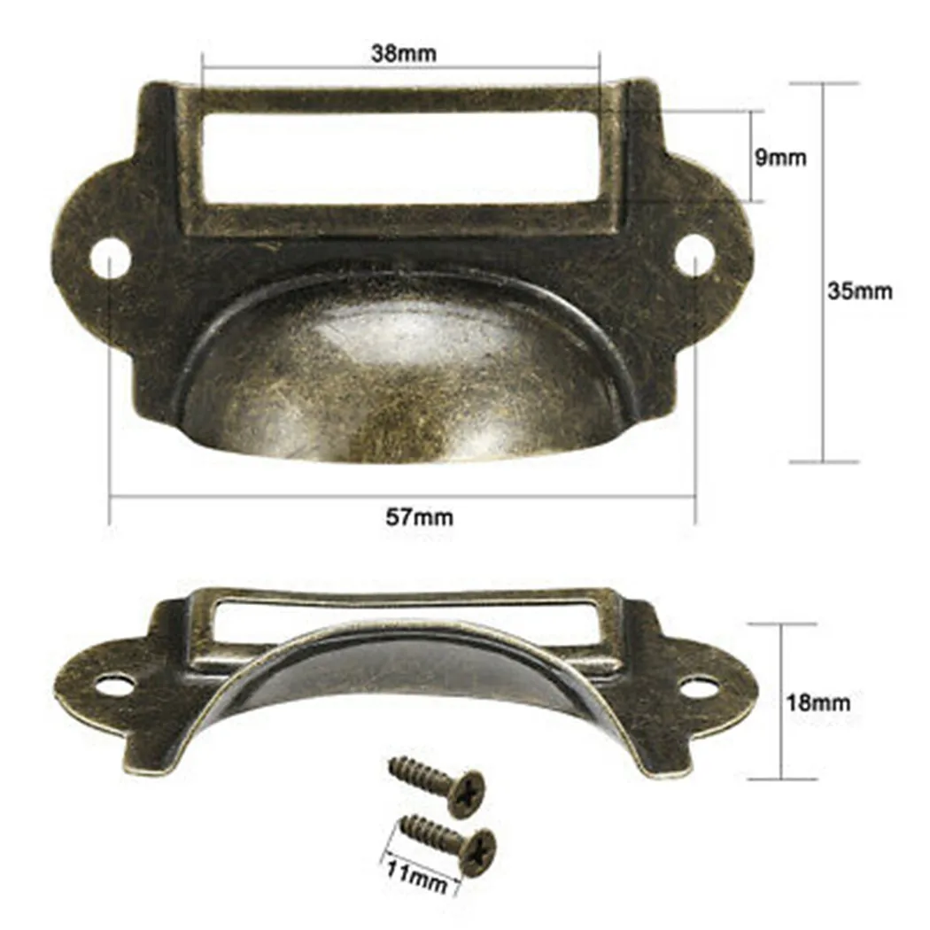 Antique Brass Drawer Label Holders w/ Screws Pull Cabinet Cupboard File Case Apothecary Frame Handle File Name Card Holder 10pcs drawer label holders