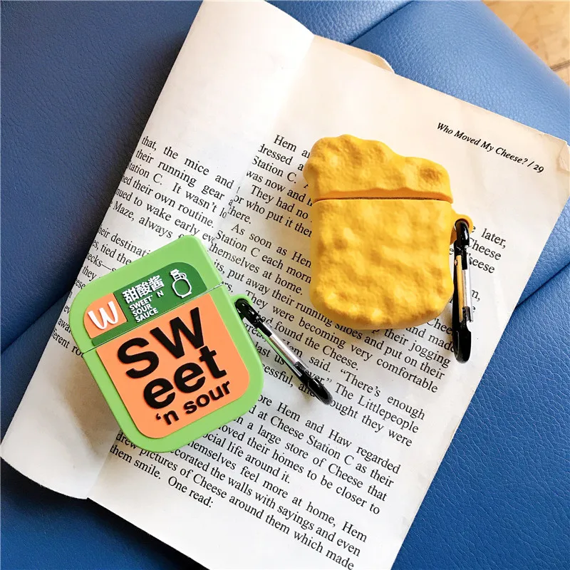 

Cute 3D Aromatic Taro Pie Earphone Case for AirPods 1 2 Bluetooth Headset Charging Box 3D Soft Silicone Cover Cases with Hook