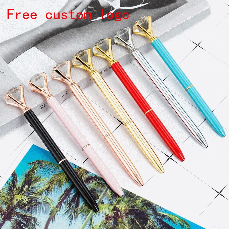 

Free Laser Customized Micro Standard Name Diamond Pen Business Office Advertising Gifts Rotating Ball Metal Pen