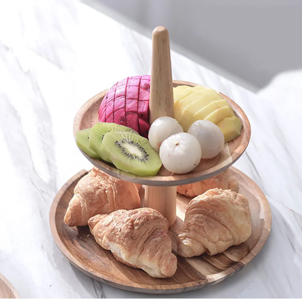Multi Layer Candy Detachable Fruit Plate Organizer Round Kitchen Holder Wooden Tray Living Room Storage Decoration Food Snack - Цвет: Two Layers 2