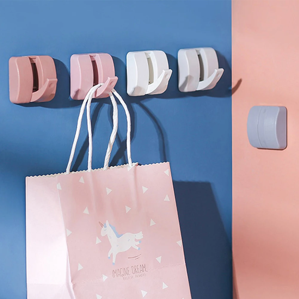 

ABS Durable No Drilling Rustproof Practical Hangers Self Adhesive Wall Hook Towels Organizer Home Rack Invisible Strong Bearing