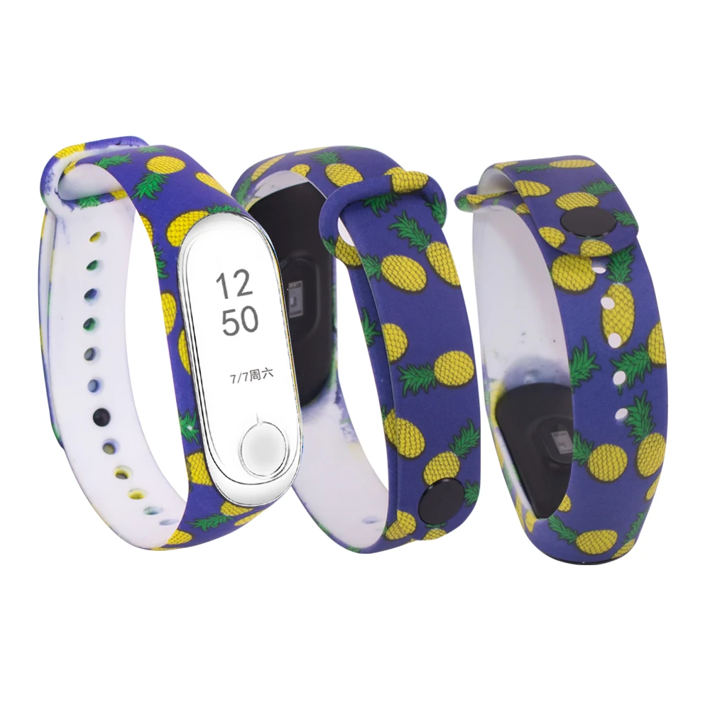 Colorful flowers Mi Band 4 Strap Bracelet Replacement for Xiaomi miband 3 4 Universal silicone wrist strap mi3 belt - Цвет: BoLuo