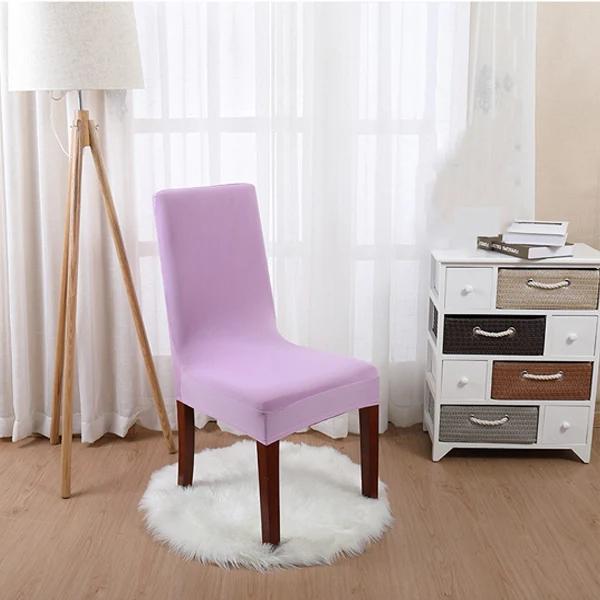 Light Purple Твердый растягивающийся спандекс, съемные чехлы на стулья для столовой, чехол для гостиной, дома, вечерние, свадебные, декоративные чехлы на стулья - Цвет: Light Purple