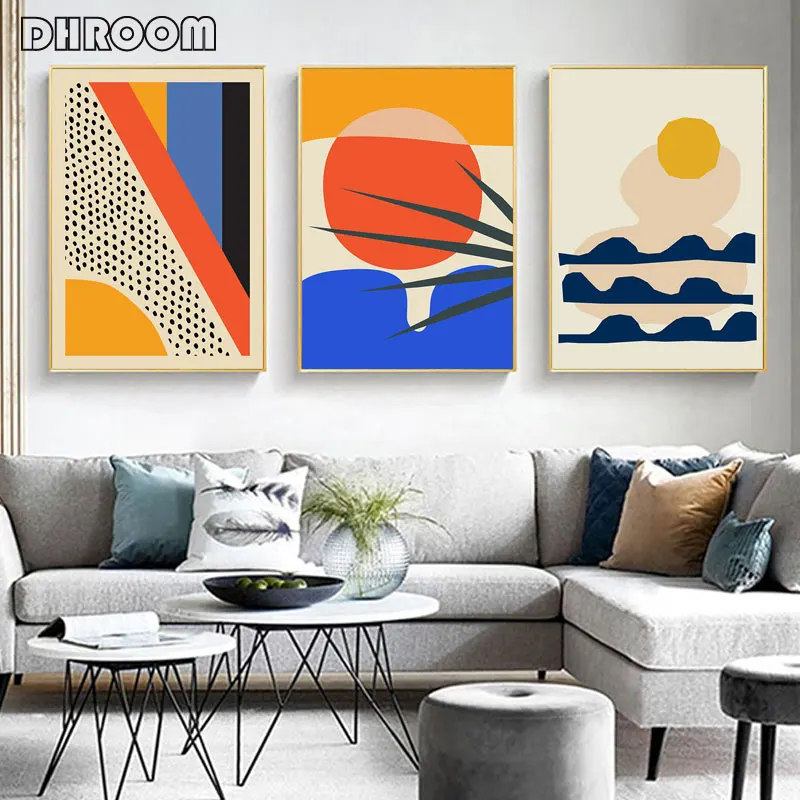 Геометрическая абстрактная пейзаж скандинавиа холст живопись настенные