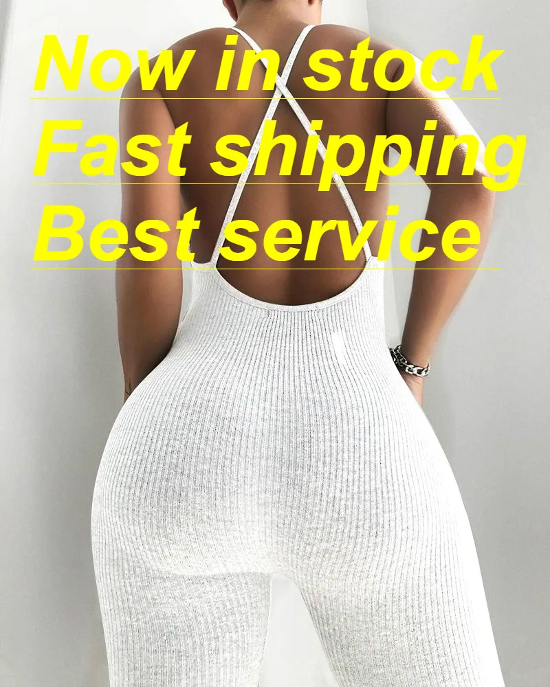 Woman V-neck Jumpsuit Knitted Ribbed Backless Solid Color Long Pants Bodysuit Jumpsuit Sports Causal Summer Jumpsuit Woman V-neck Jumpsuit Knitted Ribbed Backless Solid Color Long Pants Bodysuit Jumpsuit Sports Causal Summer Jumpsuit
