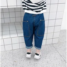 Детские брюки для мужчин; коллекция года; Осенняя детская одежда; новые стильные джинсовые брюки для мальчиков; детские брюки с большим карманом; сезон весна-осень