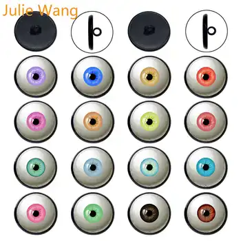 

Julie Wang 10PCS 6-30mm Shank Eye Buttons Glass Round Pupil Cabochons Toy Doll Eyeball Jewelry Making Sewing Accessory