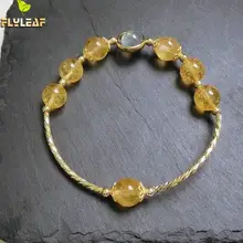 Flyleaf 14k золото натуральный камень цитрин бисера браслеты и браслеты Настоящее серебро 925 проба браслеты для женщин ювелирные украшения