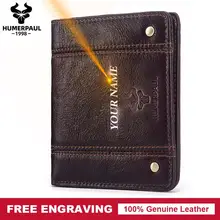 Гравировка подарок коровья натуральная кожа кошелек мужской портмоне маленький мини держатель для карт Мужской винтажный портфель Portomonee на застежке