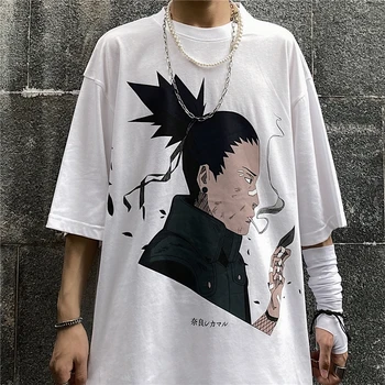 

Men Women Anime Naruto Shikamaru Print T Shirt Harajuku Tshirt Ulzzang Korean Style Cotton Tee Top Clothes Streetwear Summer