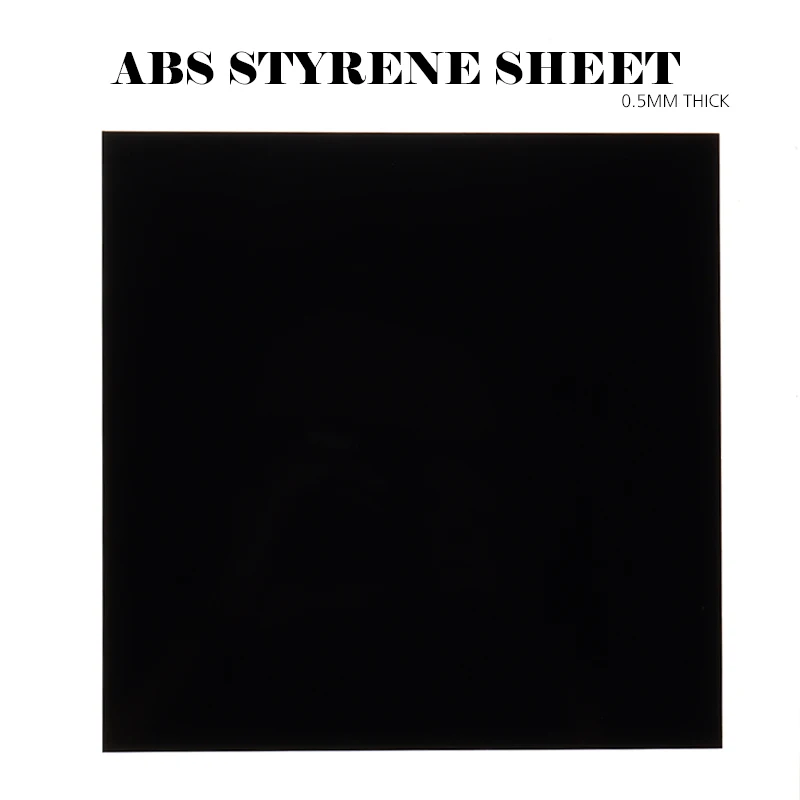 0.5mm x 100mm x 100mm Black  1-pcs-ABS-Styrene-Plastic-Flat-Sheet-Plate 