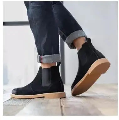  Xiaomi Leather Chelsea Boots Men Suede Leather Luxury Men Ankle Boots Round head Comfortable Short 