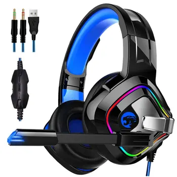 

With Mic Stereo Lightweight Gaming Headphone Adjustable Headband LED Light 3.5mm Jack Smartphone Over Ear For Xbox One For IPad