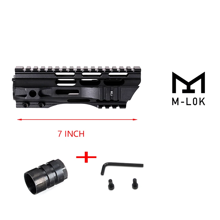 7 10 12 15 дюймов AEG M4 M16 AR15 поплавок M-Lock Quad Rail Handguard Пикатинни со стальной бочкой гайка для охоты - Цвет: 7 Inch handguard