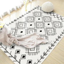 Большой прямоугольный ковер в скандинавском стиле, для спальни, гостиной, Геометрическая линия, утолщенный, машинная стирка, нескользящий коврик