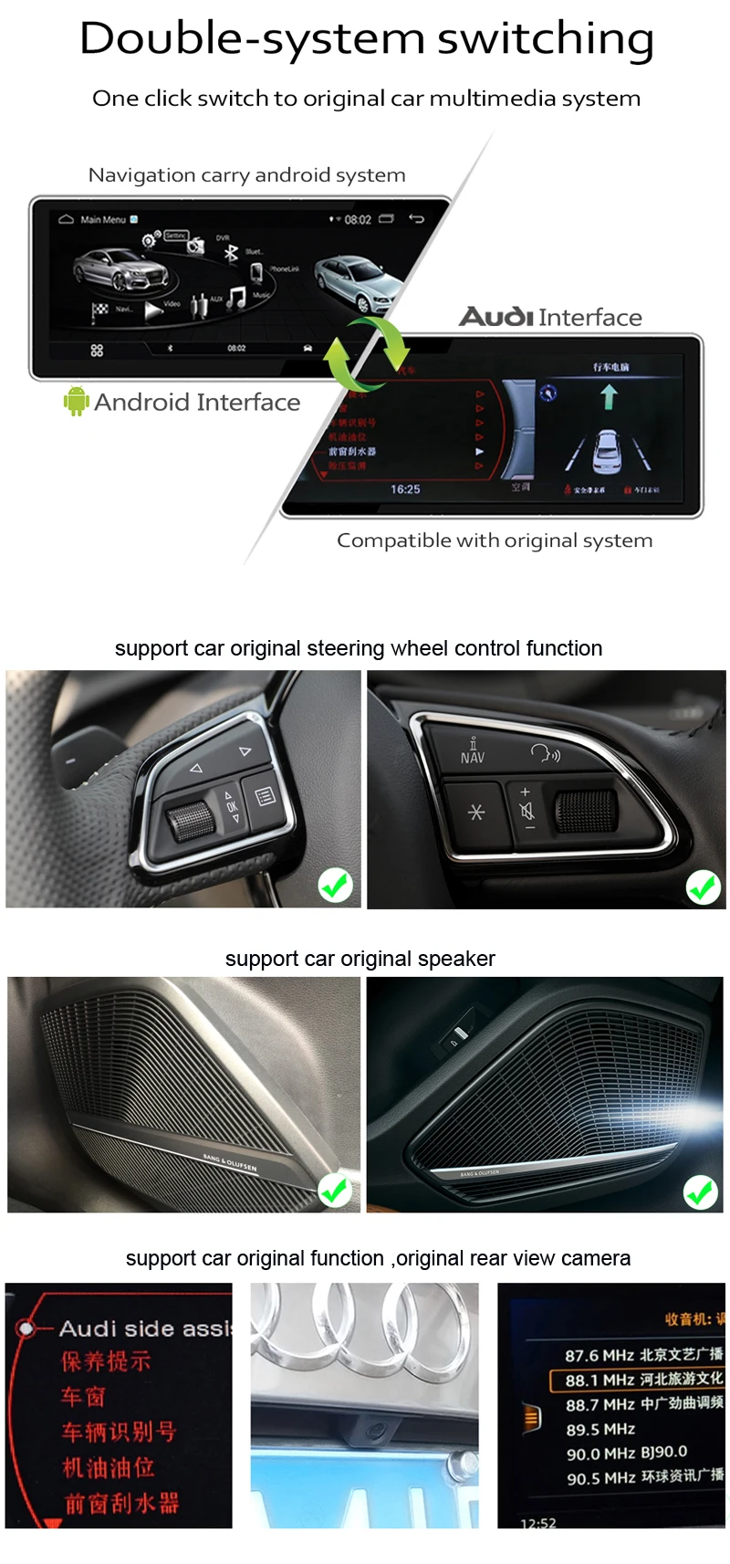 COIKA 10,2" ips Android 9,0 автомобильная система gps навигация для Audi Q5 2009- мультимедийный плеер BT wifi 2+ 32G ram Google RHD