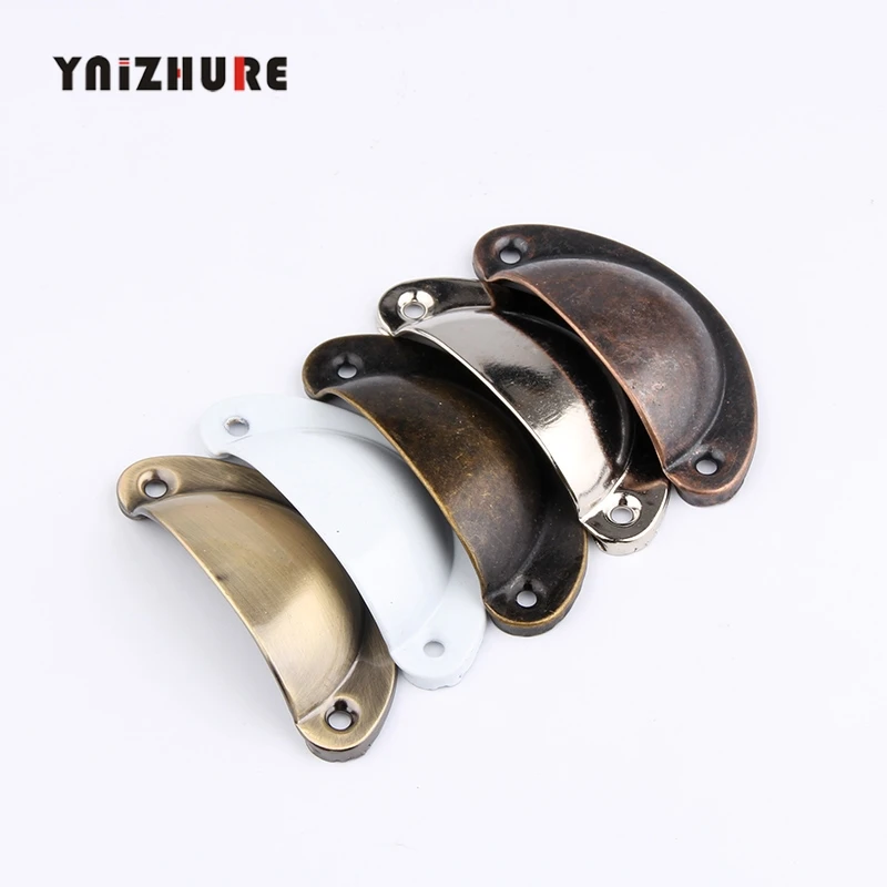 

New 2pcs 81mm*33mm 5 Colors Imitation Brass Iron Antique Shell Cup Drawer Cupboard Cabinet Door Pull Handles In Stock
