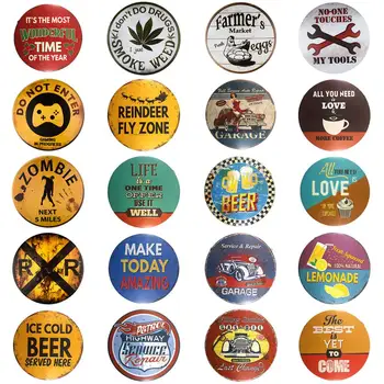 

Do Not Enter Garage Workshop Warning Sign Shabby Round Tin Sign Metal Plate Poster Plaque Vintage Circular Iron Painting 30x30cm