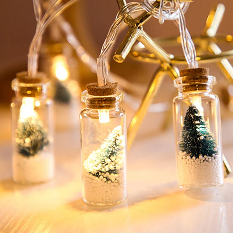 

2M 10LED Christmas Ornaments Lights Christmas Tree Fairy String Lights Outdoor Glass Wishing Bottle Pendant Home Party Decor