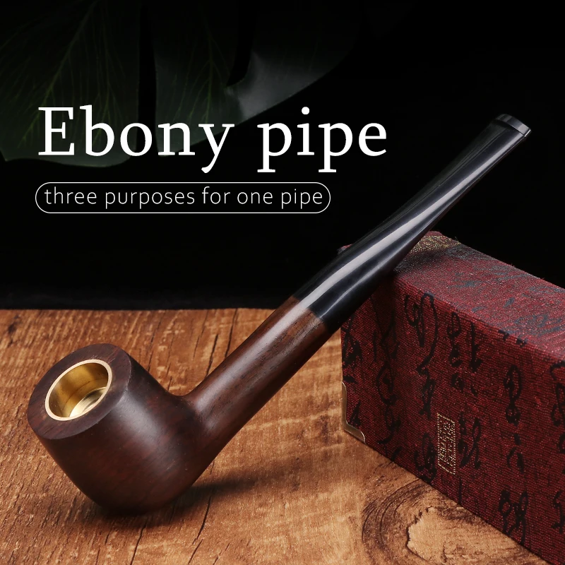 

New Arrival Classical Three Purpose Pipes Handmade Ebony Wood Tobacco Pipe Smoking Accessories Gift for Smokers On Daily Life