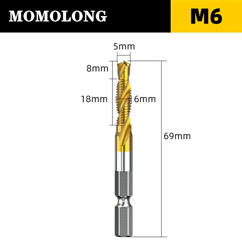 M3 M4 M5 M6 M8 M10 Tap Drill Bits 1/4 Hex Shank Machine Hand Taps Titanium Coated HSS Drilling Tap Bits Thread Screw Tools M3 M4 M5 M6 M8 M10 Tap Drill Bits 1/4 Hex Shank Machine Hand Taps Titanium Coated HSS Drilling Tap Bits Thread Screw Tools