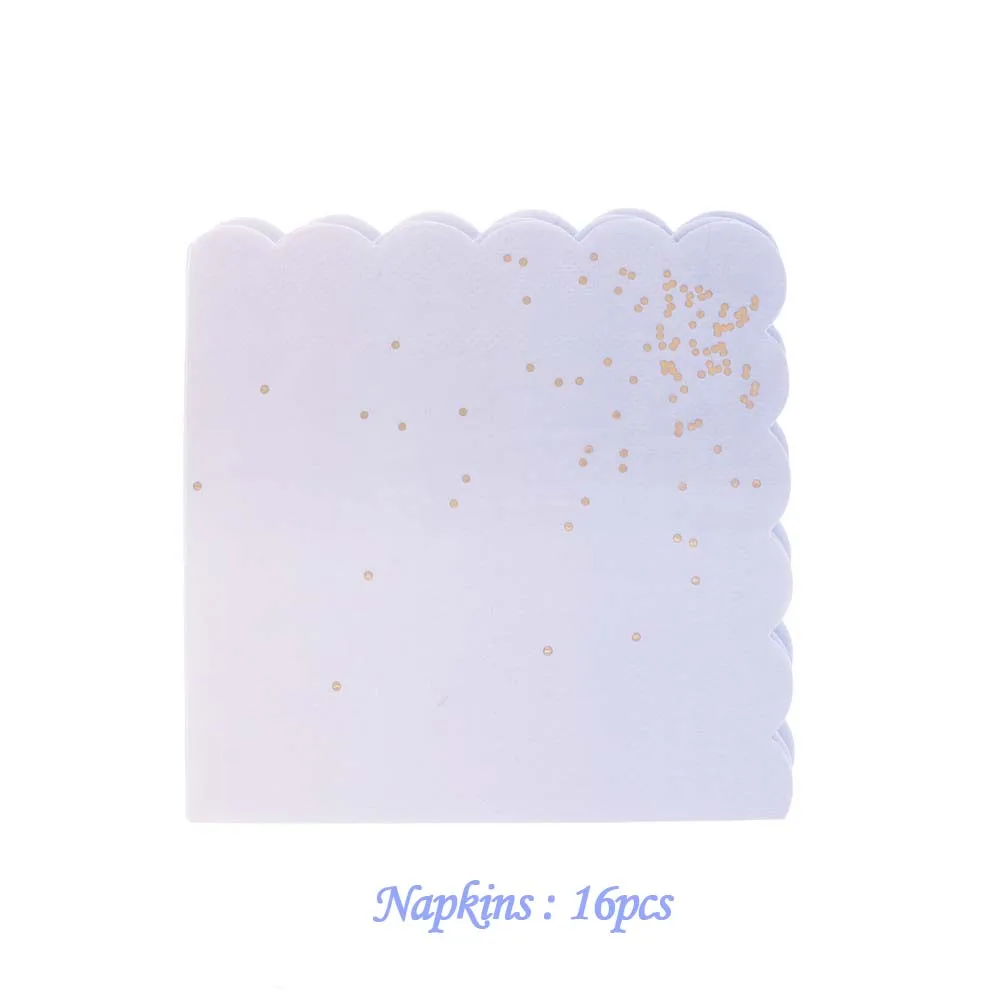 Napkins16pcs Party bronzing paper plate disposable disc 7 inch birthday party wedding Christmas cake snack dish paper cup - Color: Napkins16pcs