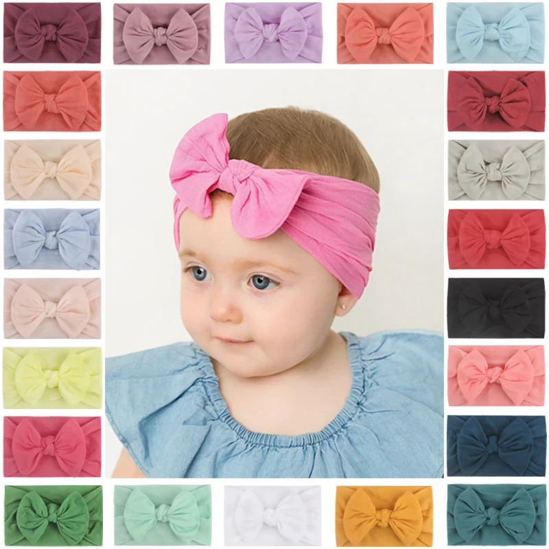 Baby Hair Band Children's Seamless Super Soft Cotton Chiffon Headband Cute Princess Hair Accessories Baby Turban Bow Kids Gifts cheap baby accessories	