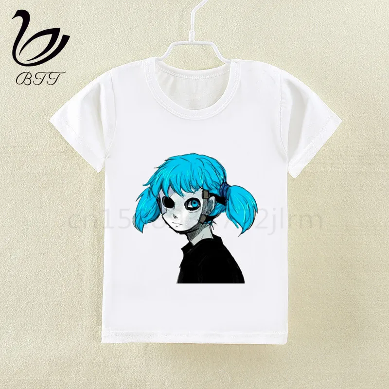 G Новинка; белая футболка с принтом Sally Face; футболка для девочек с короткими рукавами и круглым вырезом; летние топы; повседневная детская футболка - Цвет: G