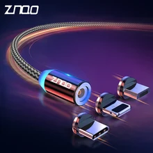 ZNQO LED Magnetic USB Kabel Schnelle Lade Typ C Kabel Magnet Ladegerät Daten Ladung Micro USB Kabel Handy Kabel USB Kabel