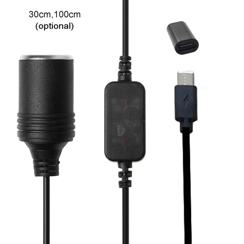 C63D USB C PD Female Type C Male to 12V Car Power Socket Cable for Car DVR GPS E-Dog 3