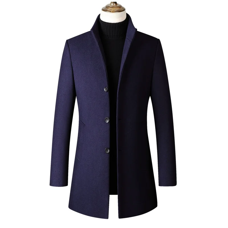 

KUYOMENS Brand Men Wool Blends Coats Autumn Winter New Solid Thick Men's Wool Coats Luxurious Wool Blends Coat Male