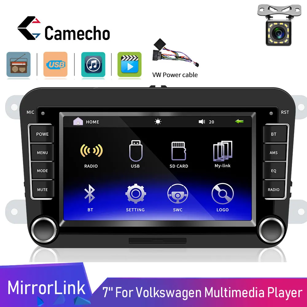 

Camecho 2din 7" HD Car Multimedia Player Android Mirrorlink Autoradio Bluetooth Mp5 Universal For VW Golf Skoda Seat Car Radio