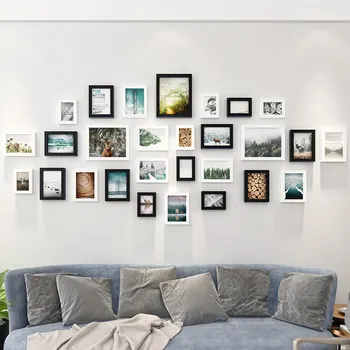 

European 28 Pcs/set Simple Modern Photo Frame Family Picture Frames for Paintings Living Room Photo Wall Decor Combination L