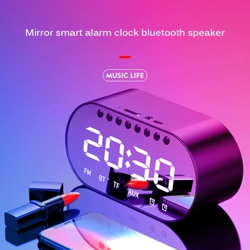 

Portable Bluetooth Speaker Super Bass Wireless Stereo Speaker Support TF AUX mirror Alarm Clock for Phone Computer music speaker