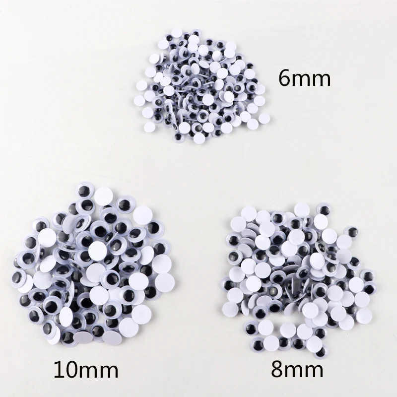 200pcs Googly Black Eyes Glue On Toys 3D Plastic Eye Educational Toys For Children Kids Handmade Art Craft 6mm 8mm 10mm Wide