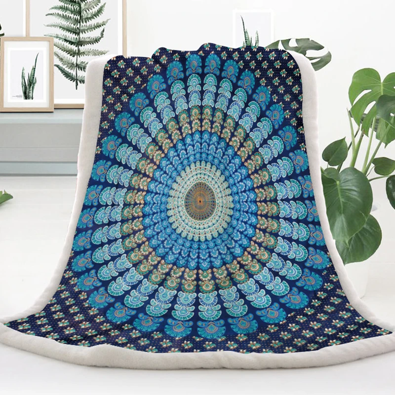 Серия «Мандала» одеяло Цветочный узор толстое одеяло s Коралловая бархатная ткань гобелен утолщенное Двухслойное одеяло для дивана Декор