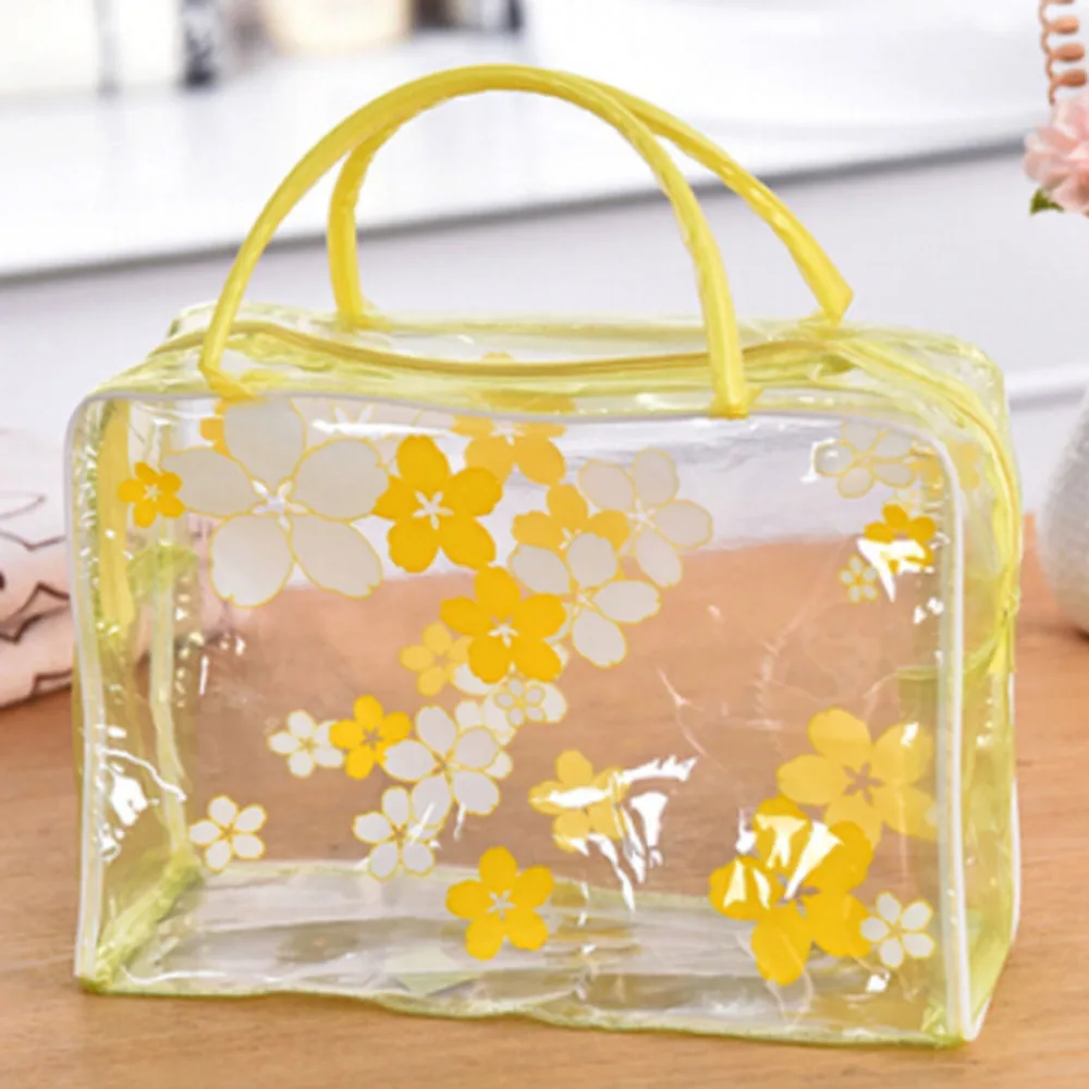 Transparent Floral Waterproof PVC Cosmetic Bag Envelope Receive Toiletry Bags Skin Care Makeup Bag Organizer 1PCS 5 Colors