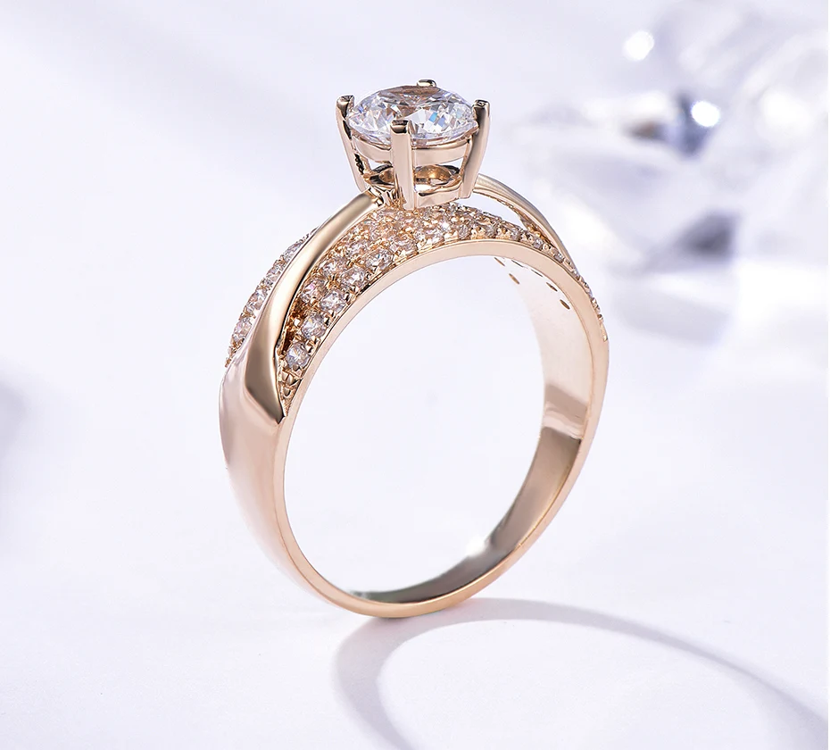 Kuolit 10 к 14 к желтое золото натуральный муассанит драгоценный камень кольца для женщин кольца ручной работы обручальные невесты подарок хорошее ювелирное изделие