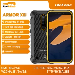 Ulefone Armor X8i Android 11 Smartphone IP68/IP69K Waterproof Rugged Mobile Phone MT6762 3GB+32GB 5.7 Inch Cellphone 5080mAh NFC