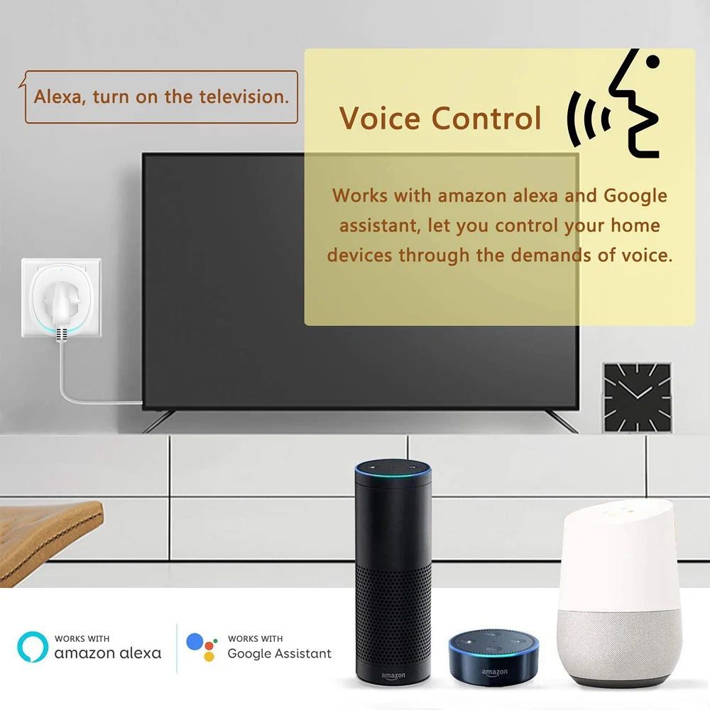 AVATTO WiFi Smart scoket 10A EU RGB светильник с 2 usb портами. Tuya приложение дистанционное